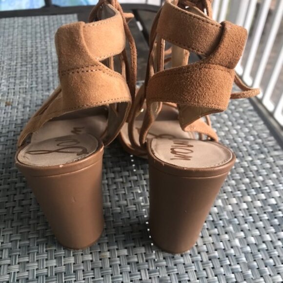 Sam Edelman Tan Suede Lace Up Heels, Size 8, 4" Heel, Great Cond. - Picture 4 of 5